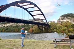 Ali Golroo flying Drone at 360 bridge Austin Texas